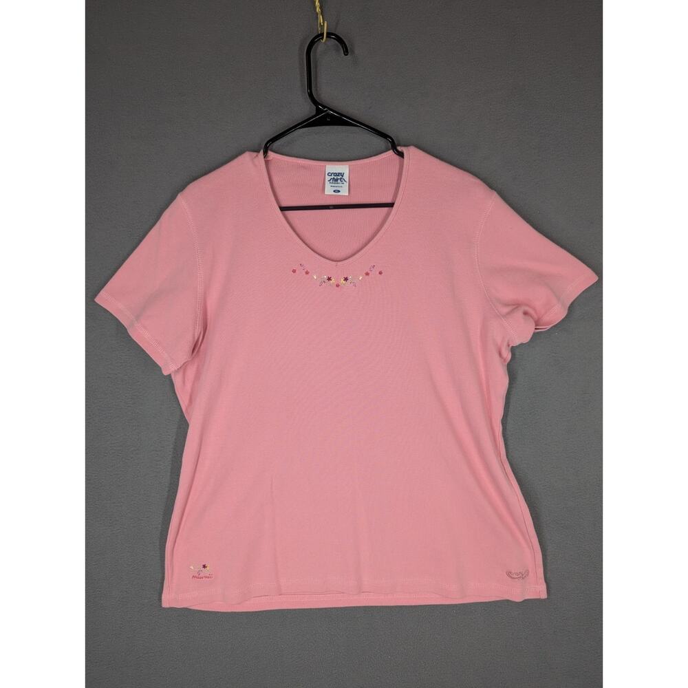 Vintage Crazy Shirts Hawaii '64 Womens XL Short Sleeve Pink Embroidered - Picture 3 of 10